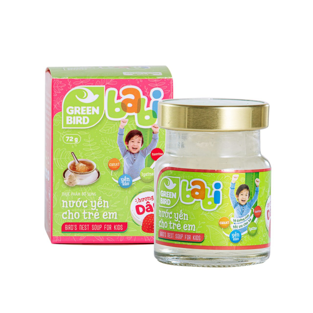 Green Bird - Babi Nước Yến Cho Trẻ Em Hương Dâu - Hũ Đơn (72g)