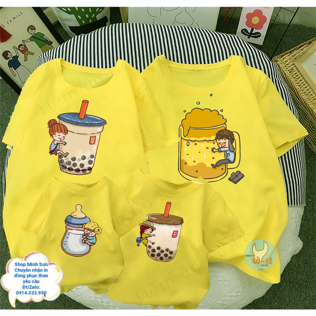 🍺🍵🍼ÁO THUN GIA ĐÌNH BIA TRÀ SỮA SIÊU CUTE, ÁO ĐI BIỂN CHẤT COTTON LOẠI 1 ĐỦ MÀU ĐỦ SIZE