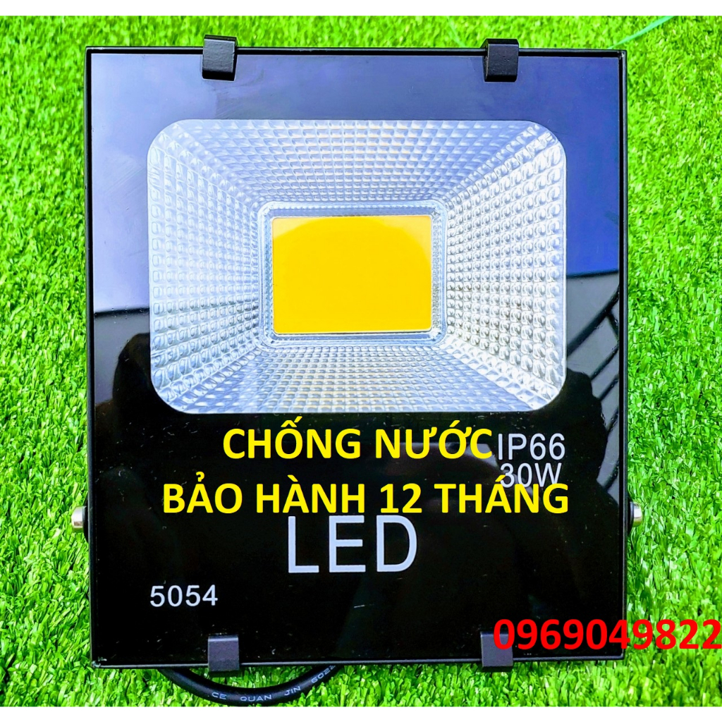 Đèn Pha Led COB 30W Loại Dày Sáng Trắng/Vàng, LED Đủ Công Suất Chuẩn Chống Nước IP66