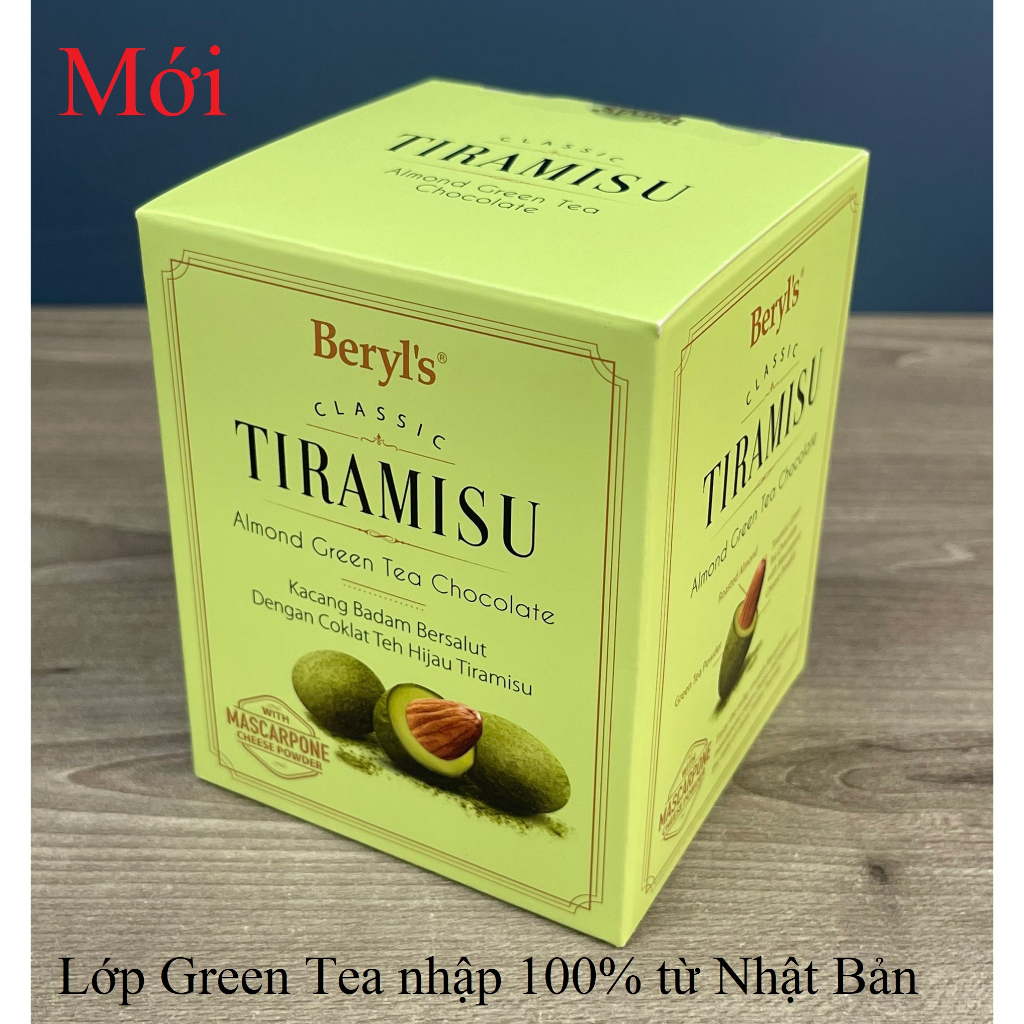 Socola - Chocolate Tiramisu vị hạnh nhân trà xanh Beryls - Almond Green Tea hộp giấy 100g và 180g