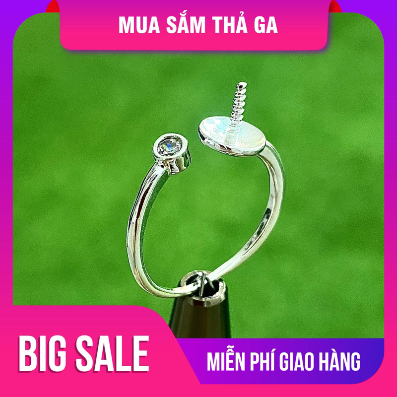 Vỏ nhẫn bạc ta 950 để đính đá hoặc Ngọc trai