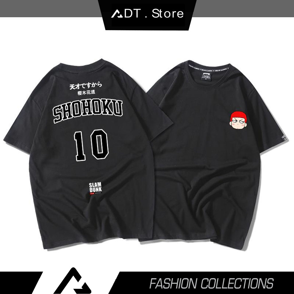 BST Áo Thun Tay Ngắn In Số 10 Kaede Rukawa Slam Dunk cực xịn