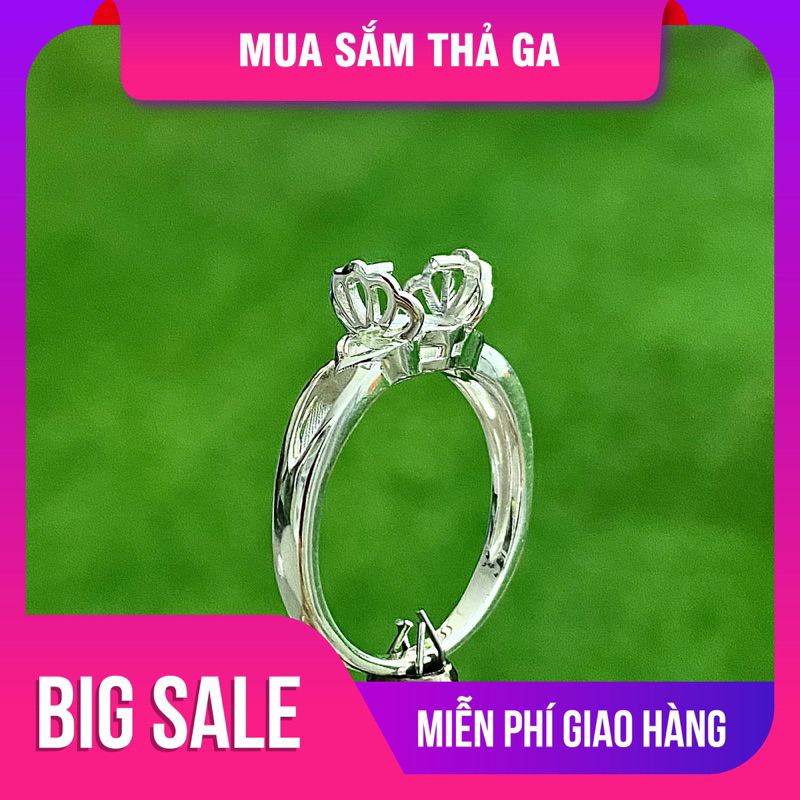 Vỏ nhẫn bạc 950 để gắn đá hoặc vỏ Ngọc trai