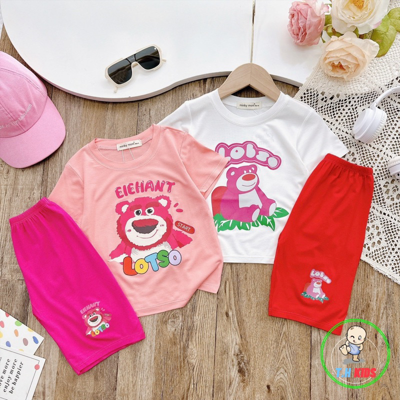 Bộ lửng dành cho bé gái siêu xinh chất thun lạnh hình in PET không bong tróc size từ 9-28kg