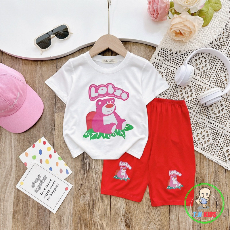 Bộ lửng dành cho bé gái siêu xinh chất thun lạnh hình in PET không bong tróc size từ 9-28kg