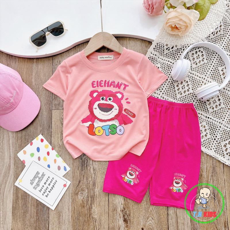 Bộ lửng dành cho bé gái siêu xinh chất thun lạnh hình in PET không bong tróc size từ 9-28kg