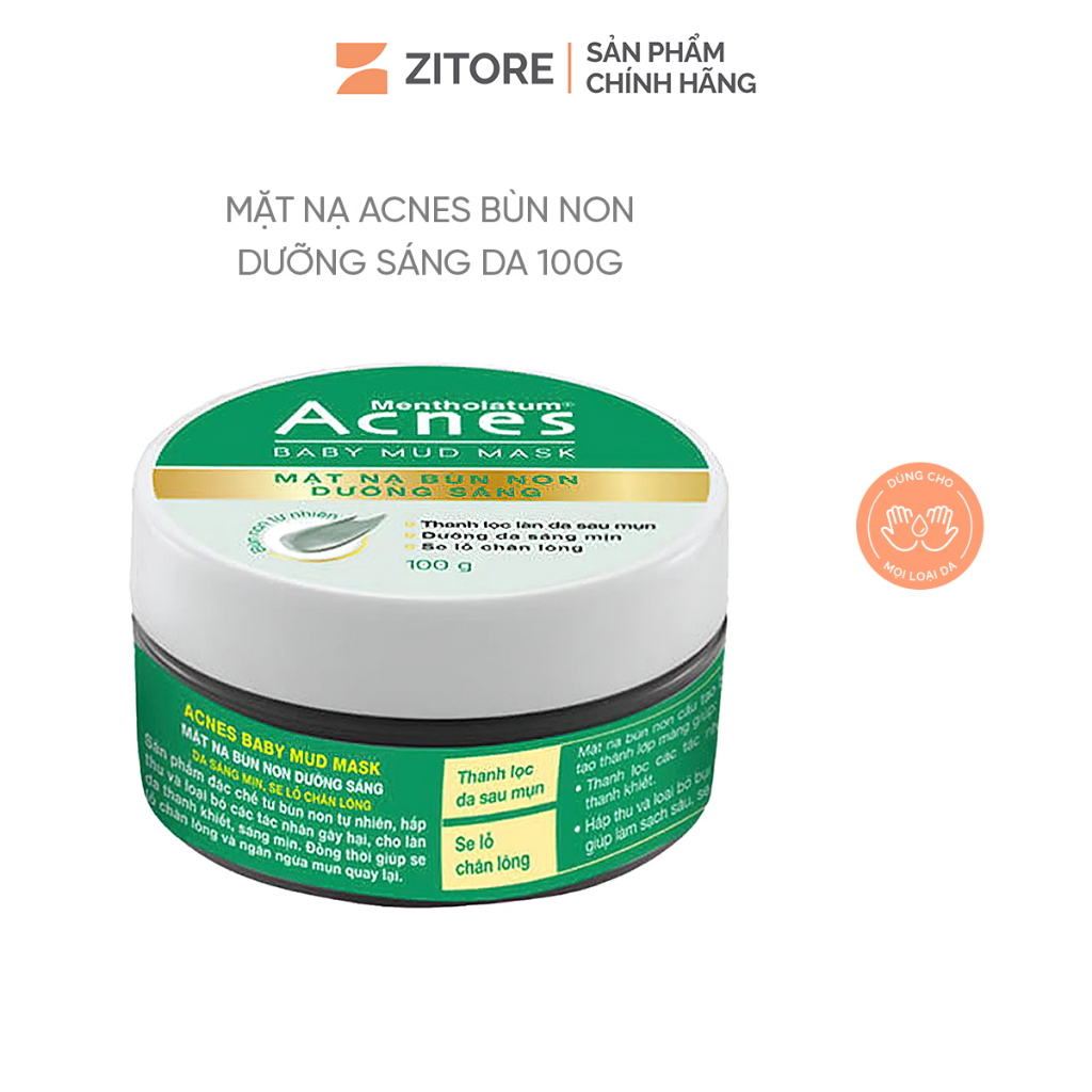 Mặt Nạ Acnes Baby Mud Mask Bùn Non Dưỡng Sáng Da 100g - Sản Phẩm Chính Hãng Tại Zitore