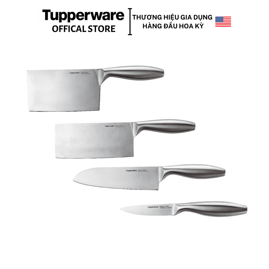 Bộ dao, kéo đầu bếp Tupperware Pro-Asian - Thép không gỉ nguyên khối