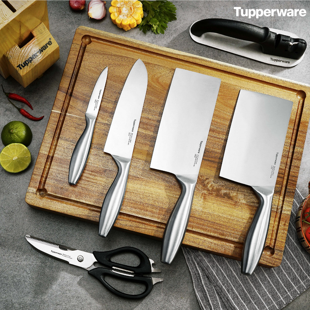 Bộ dao, kéo đầu bếp Tupperware Pro-Asian - Thép không gỉ nguyên khối