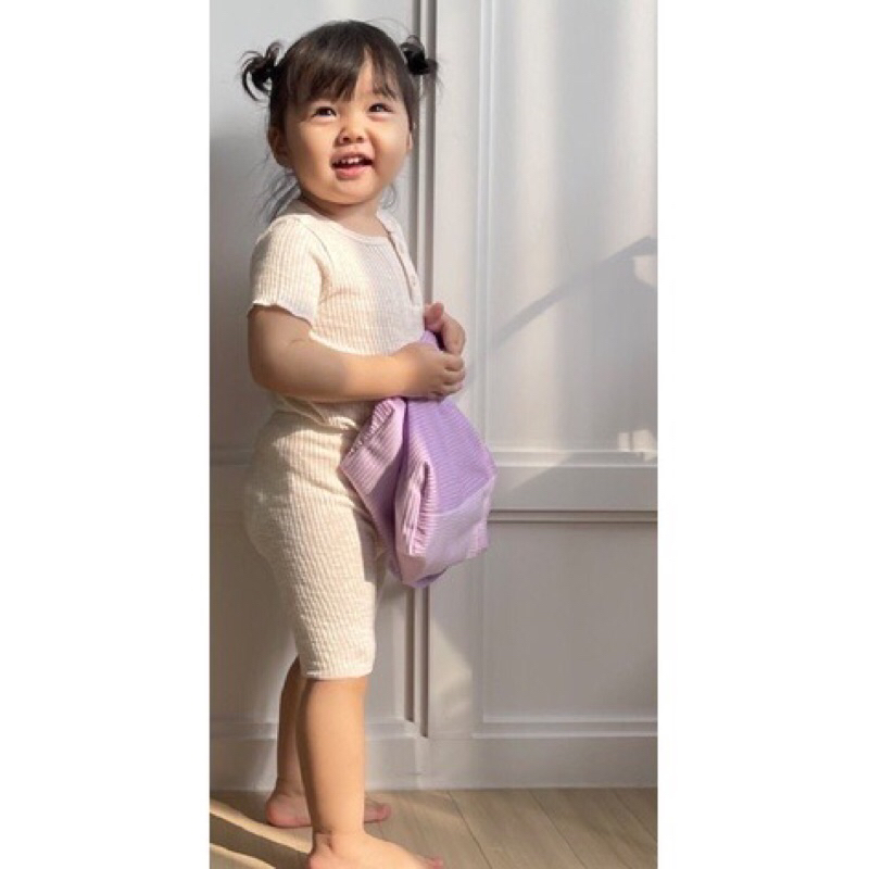 Lime&blue bộ thun gân cổ cài cúc thoáng mát mặc hè