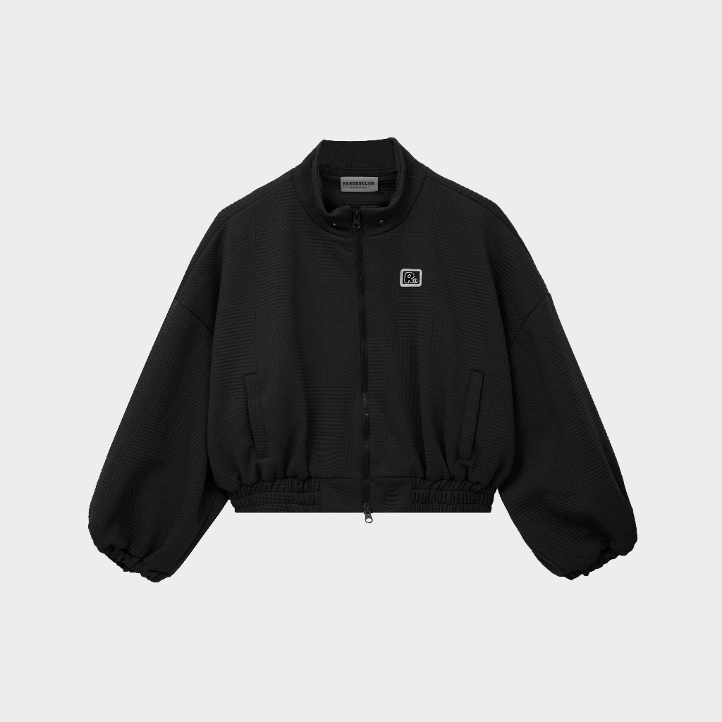 Áo Khoác Crop Jacket Cropped Logo Regods Khoá kéo 2 đầu