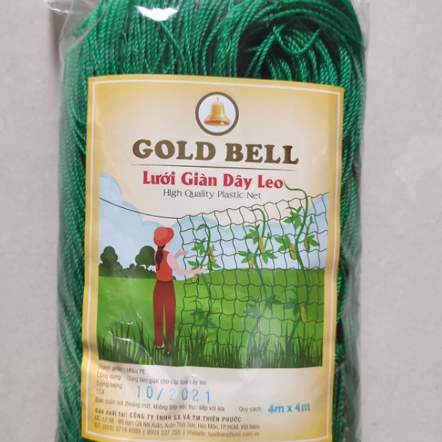 Lưới giàn dây leo, lưới thiên phước, lưới Thái việt, lưới Gold bell sản xuất theo công nghệ Thái Lan, Độ bền 3 năm