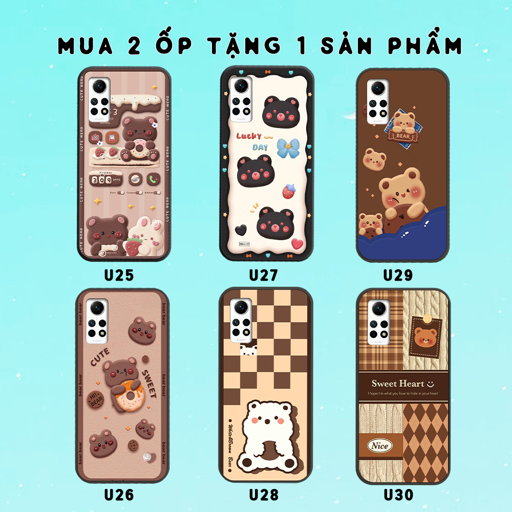 Ốp Điện Thoại Redmi Note 12 PRO 4G In hình gấu dễ thương, cute, giá rẻ
