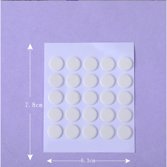 Tấm 25 miếng keo dán tròn 2 mặt tiện lợi, dán tiểu cảnh lên bàn, decor taplo ô tô