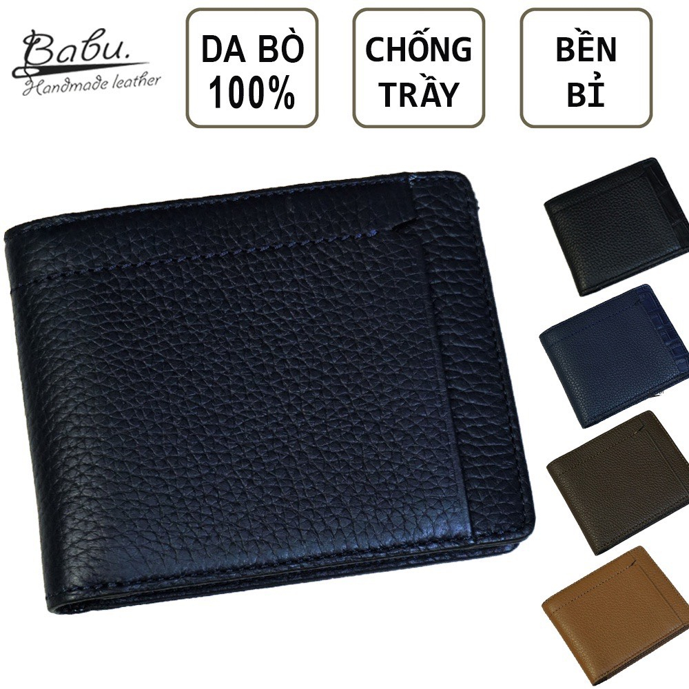 VÍ NAM DA THẬT DÁNG NGANG, VÍ DA NAM, BÓP DA TRĂN NAM Babu Handmade WL156