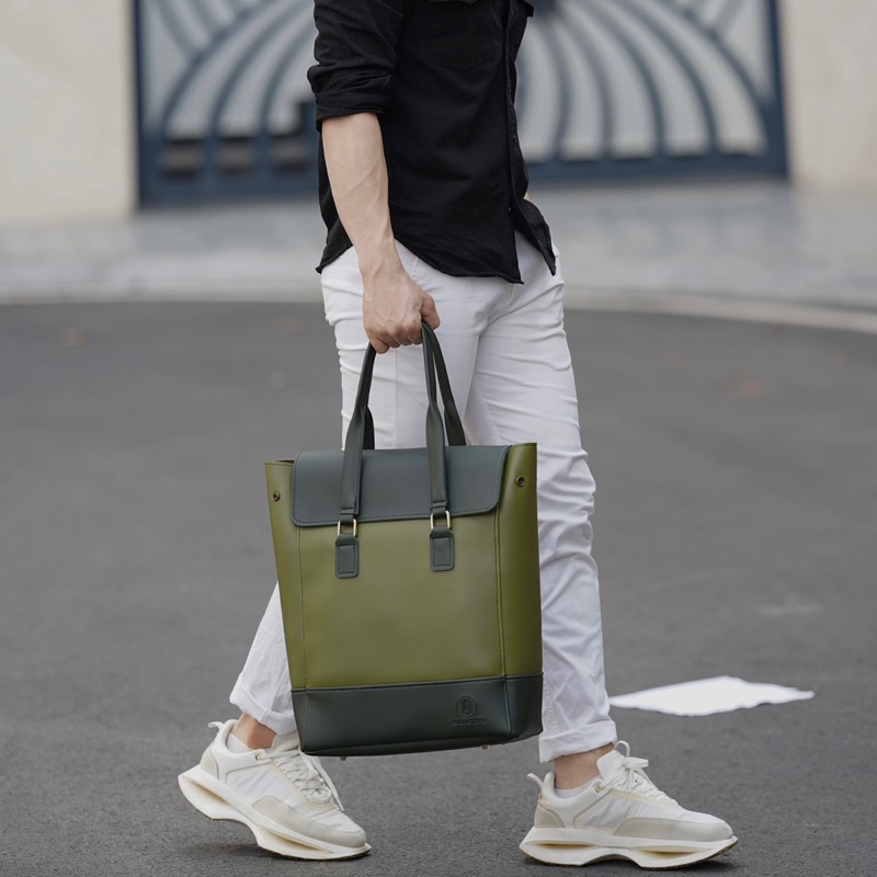 Túi da KHÔISTORE | Max_Túi tote balo đeo chéo đa năng_Túi thiết kế_Hàng thủ công_Túi du lịch_Công sở_Màu xanh lá