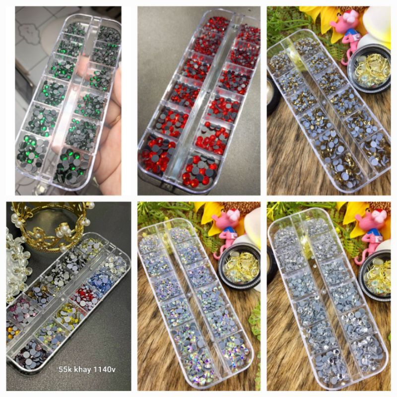 Đá chân keo lưới YHB trắng,ab,mix màu,..khay 12 ô 1440v như hình