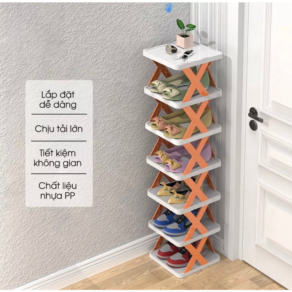 Kệ Để Giày Dép Đa Năng Dễ Tháo Lắp 5,6 Tầng, Kệ Trang Trí Decor Chữ X Hiện Đại Chất Liệu Nhựa PVC dieulínhshop