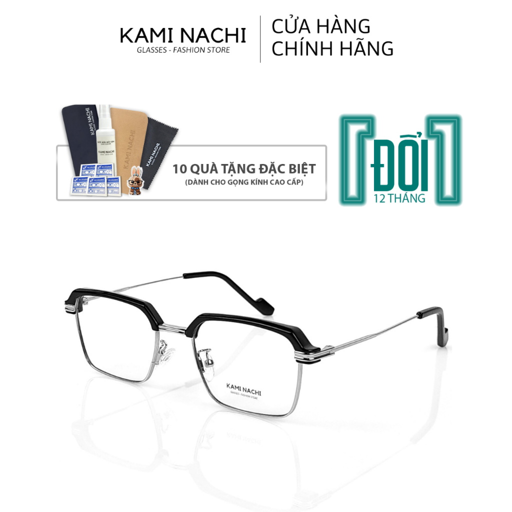 Gọng kính Xuân Hè mới KAMI NACHI Tr2220, chất liệu nhựa phối kim loại