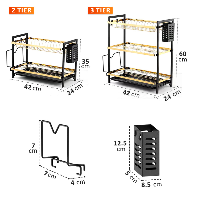 Gslife kệ úp chén bát 2 tầng kèm khay hứng nước đa năng cao cấp kệ để bát - ảnh sản phẩm 8