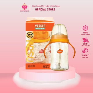 [Mẫu Mới] Bình Ống Hút Wesser PPSU Cổ Rộng 260ml