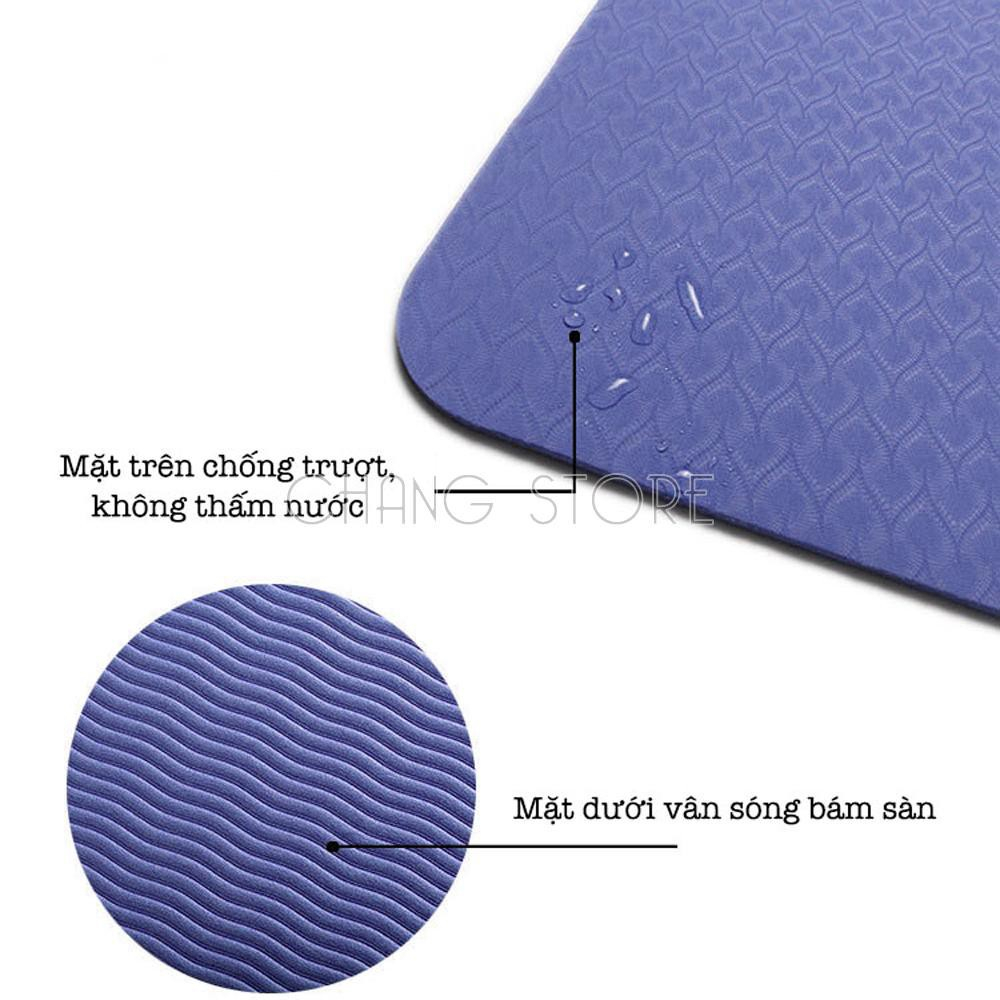 Thảm Tập Yoga/Gym TPE 2 Lớp Cao Su Non Chống Trơn Trượt, Dày 6mm