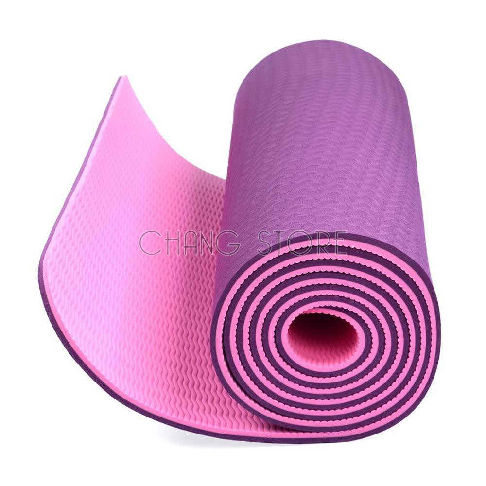 Thảm Tập Yoga/Gym TPE 2 Lớp Cao Su Non Chống Trơn Trượt, Dày 6mm