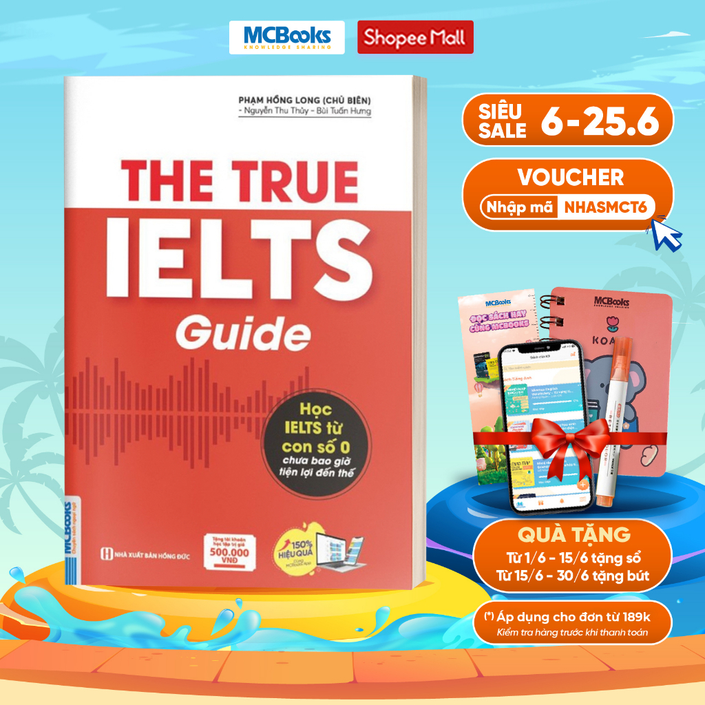 Sách - The True Ielts Guide - Cẩm nang hướng dẫn tự học IELTS chuẩn cho người mới bắt đầu - Tặng tài khoản học tập