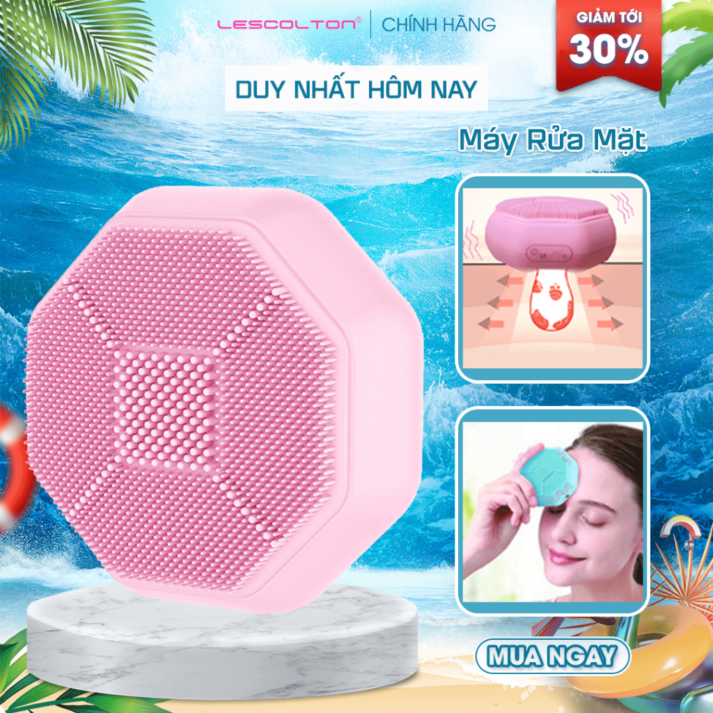 Máy rửa mặt kèm chức năng đẩy tinh chất Lescolton 2 mặt 4 chức năng đẩy tinh chất, massage, nâng cơ, rửa mặt