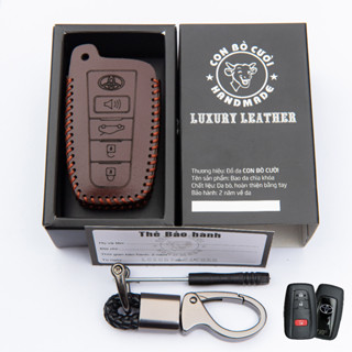 Bao da chìa khoá Toyota Cross 2023-2024, Altis 2022-2024, Camry 2019-2024, Da thật, bảo hành 2 năm, khắc tên sdt chủ xe