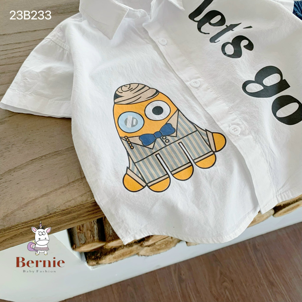 Bộ sơ mi cộc tay Lets go quần Jeans Bernie cho bé