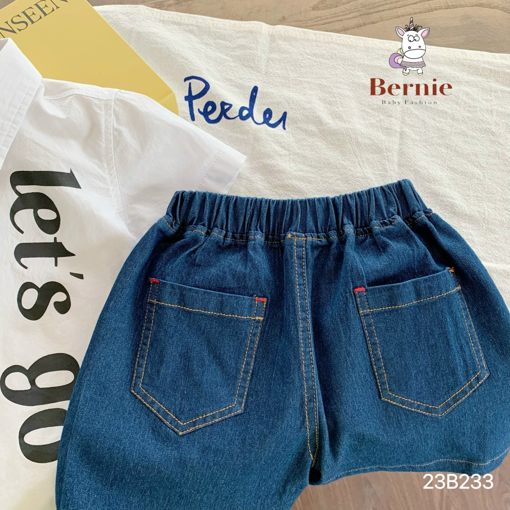 Bộ sơ mi cộc tay Lets go quần Jeans Bernie cho bé
