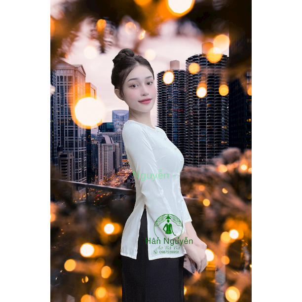 ÁO BÀ BA LỤA TRƠN TẮM Ý DÂY KÉO + QUẦN ĐEN