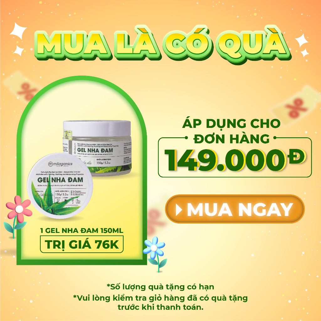 Bộ làm sạch dịu nhẹ: sữa rửa mặt + nước hoa hồng toner nha đam se khít lỗ chân lông MILAGANICS 235ml (bộ)