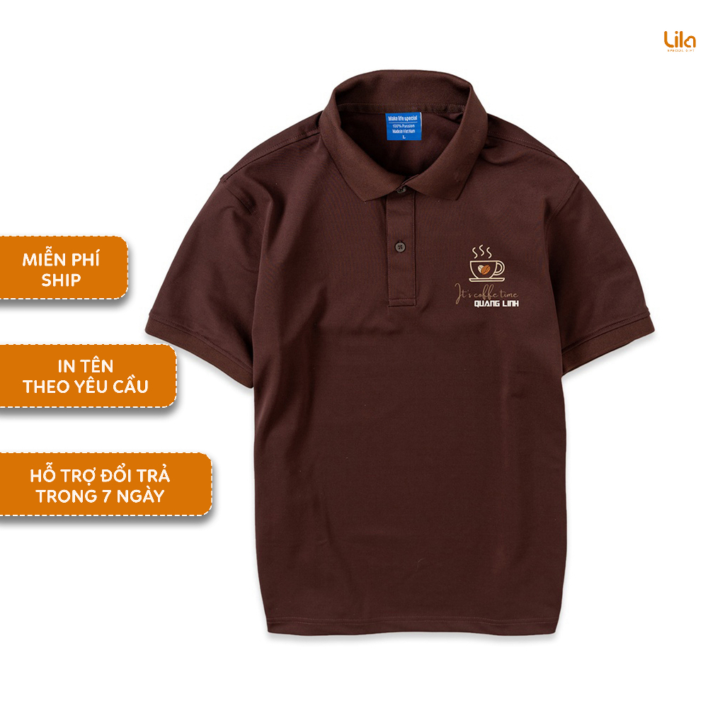 Áo POLO nam COFFEE IN TÊN theo yêu cầu basic đẹp vải cá sấu COTTON giữ form bền bỉ, chống nhăn, thời trang nam cao cấp