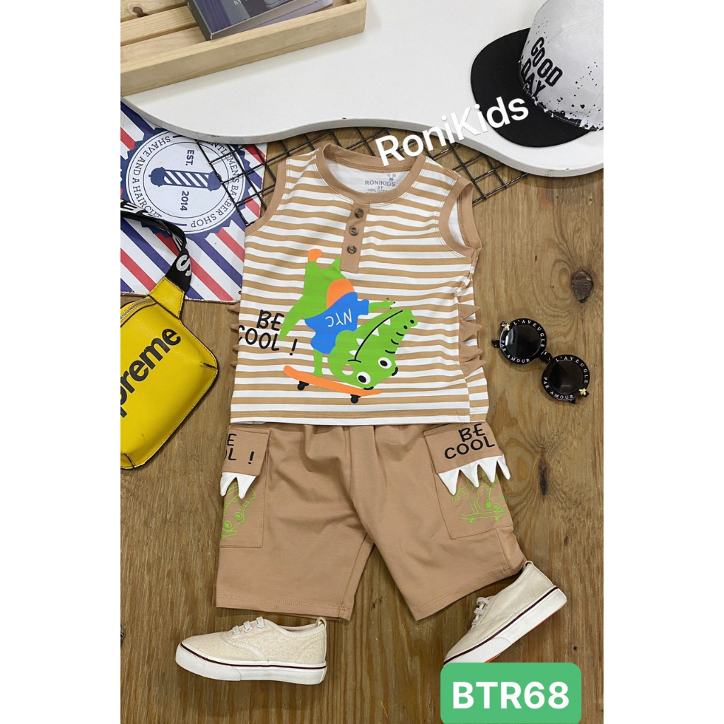 Đồ Bộ Bé Trai Thun Cotton Mềm Mịn Co Giãn In Hình Thú cho bé mặc đi học, đi chơi,