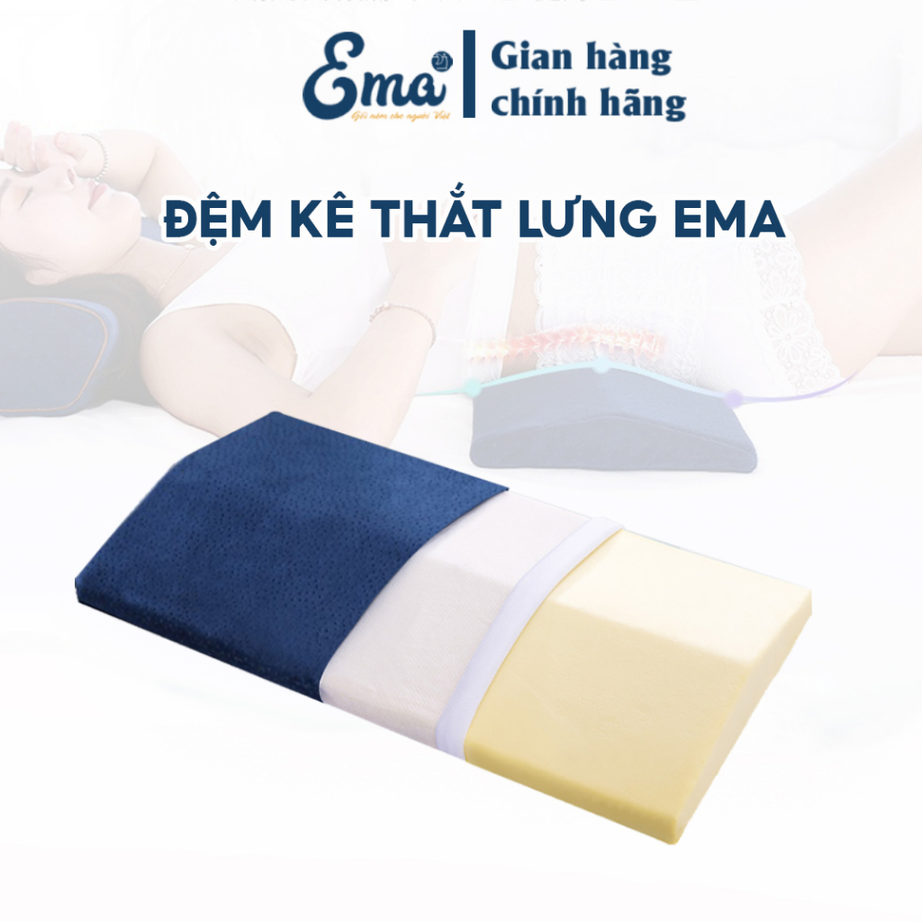 Đệm kê thắt lưng Ema - Giảm đau thoát vị đĩa đệm - Ruột cao su non cao cấp