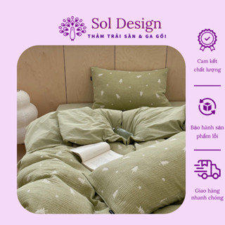 Bộ 4 Món Chăn Ga Gối Cotton Linen Hàn Quốc Màu Pastel