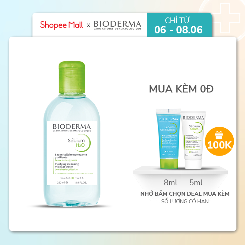 Dung dịch làm sạch và tẩy trang công nghệ Micellar Bioderma Sebium H2O - 250ml