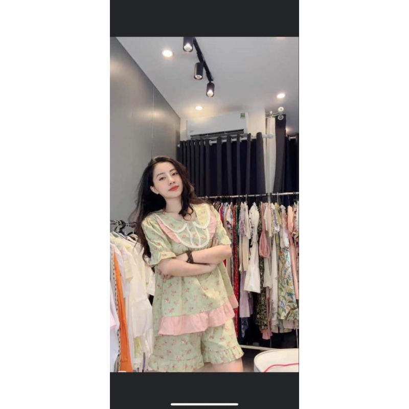 Set ngủ hoạ tiết hoa xanh ULLALA