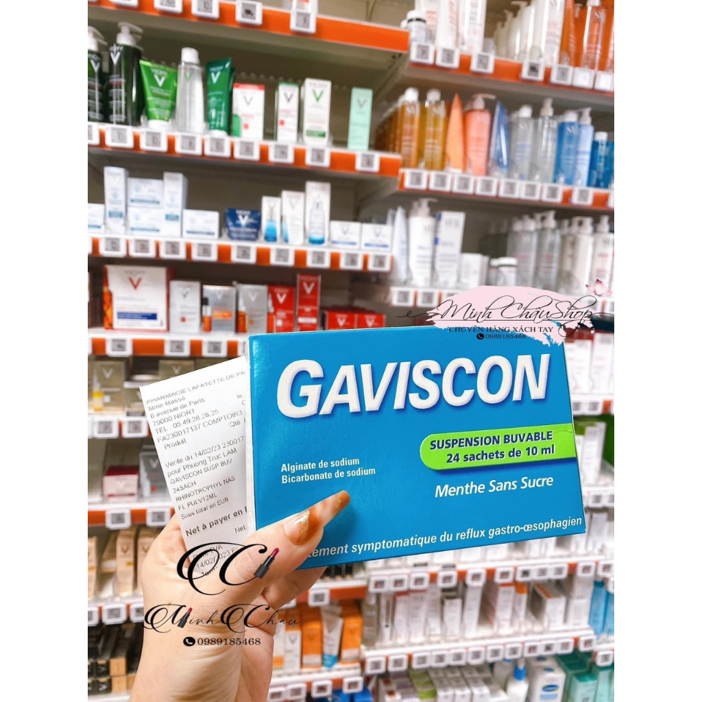 Bột Uống Trào Ngược Dạ Dày Gaviscon Pháp 24 Gói 10ML - GIẢM ĐAU BAO TỬ [Hàng Pháp]