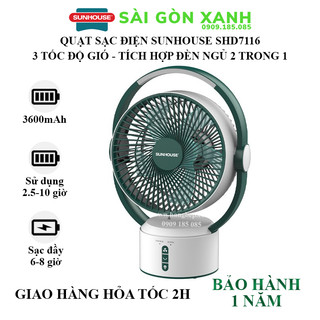 Quạt sạc điện sunhouse shd7116 - 3 tốc độ gió - sunhouse sài gòn