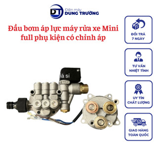 Đầu Bơm Áp Lực Máy Rửa Xe Mini Full Phụ Kiện Có Chỉnh Áp Hàng Chuẩn - Đầu Máy Rửa Xe Gia Đình