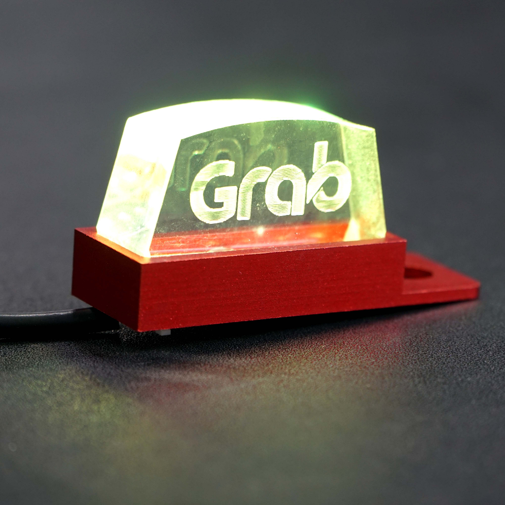 Đèn led chữ GRAB trang trí gắn chân gương xe máy