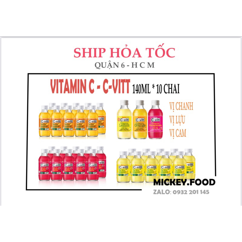 Nước vitamin C C-VITT - Bổ sung Vitamin C - Tăng đề kháng, giảm stress, sáng da tự nhiên - Chai 140ml