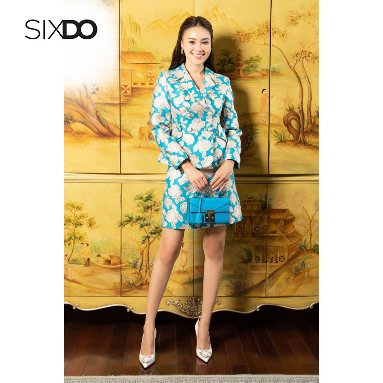 Chân váy gấm SIXDO (Sky Rose Mini Brocade Skirt)
