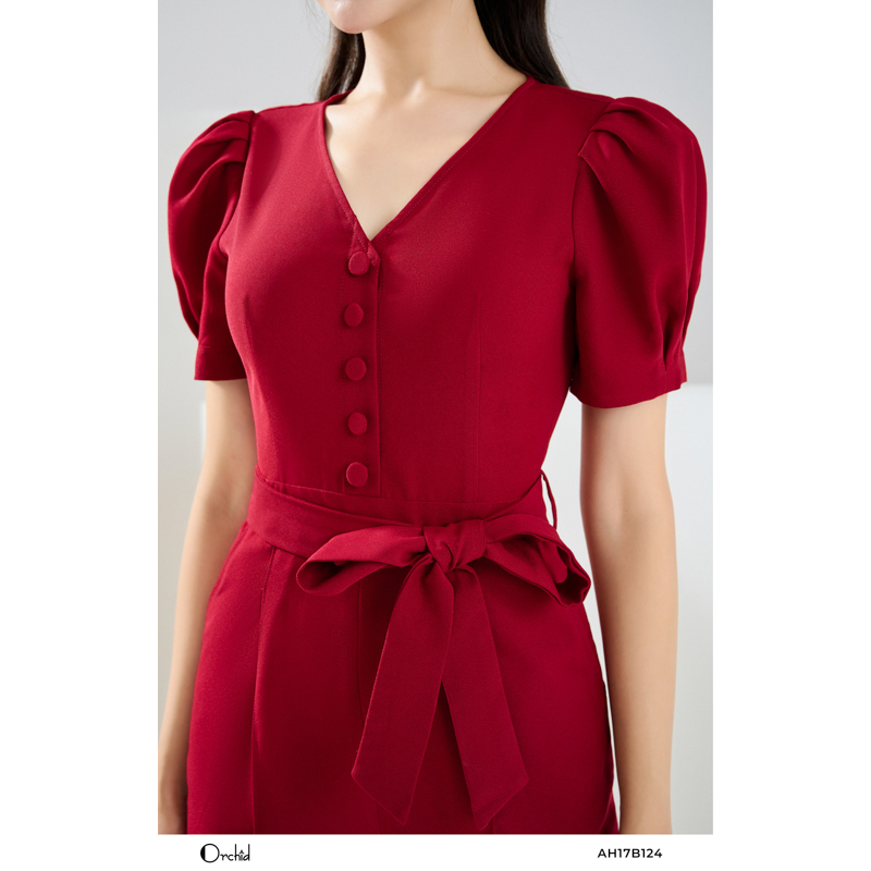 Bộ jumpsuit cộc tay bồng cổ V ống suông Orchid - AH17B124 | BigBuy360 - bigbuy360.vn