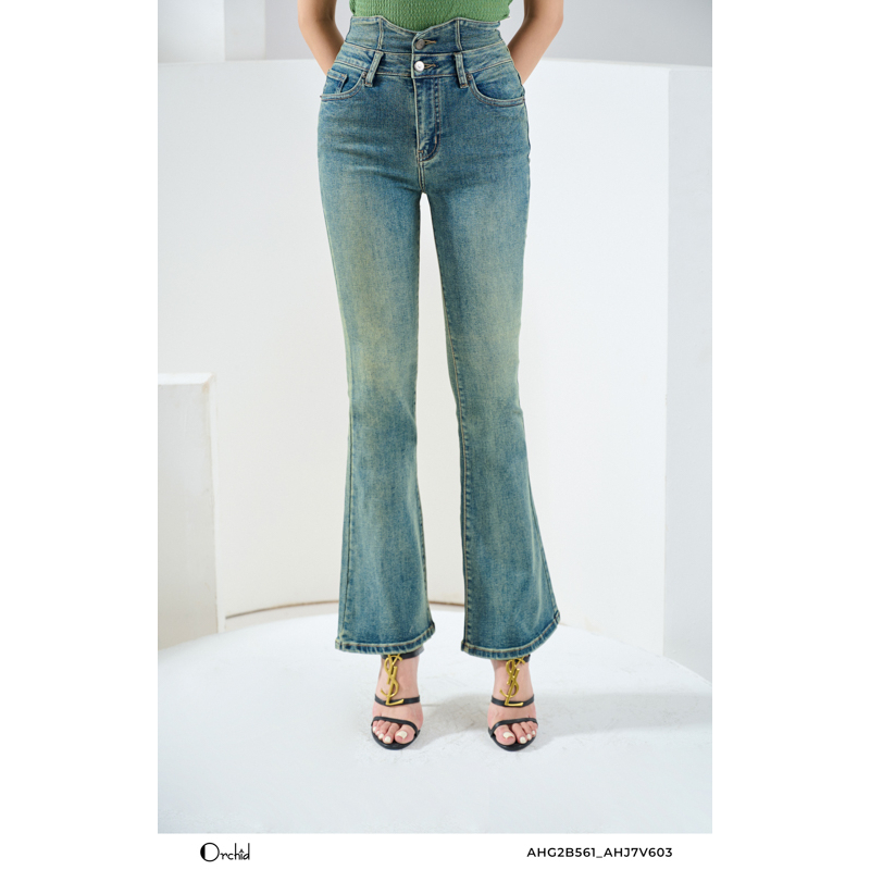 Quần jean cạp cao ống loe Orchid - AHJ7V603