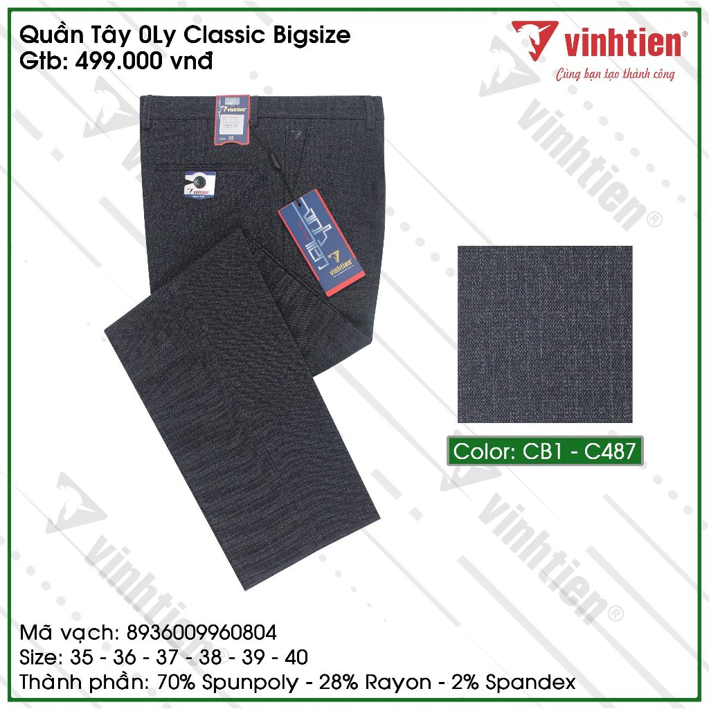 Quần Tây 0ly Size Đại Bigsize Vĩnh Tiến 499 - Nhiều Màu