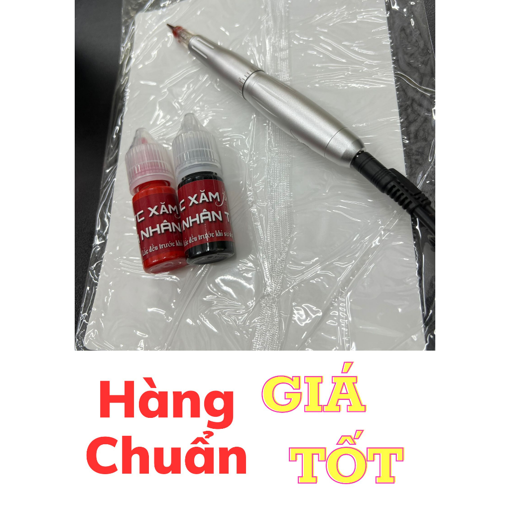 Mực Tập Phun Xăm PEONY - Mực Học Phun Xăm trên Da Giả, Da Nhân Tạo - 2 màu Đỏ Đen - Sánh đặc - Bám màu nhanh